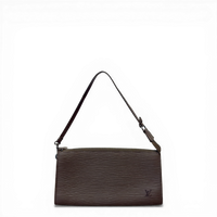Louis Vuitton Epi Pochette Accessoires 24 in gray textured leather with detachable shoulder strap.